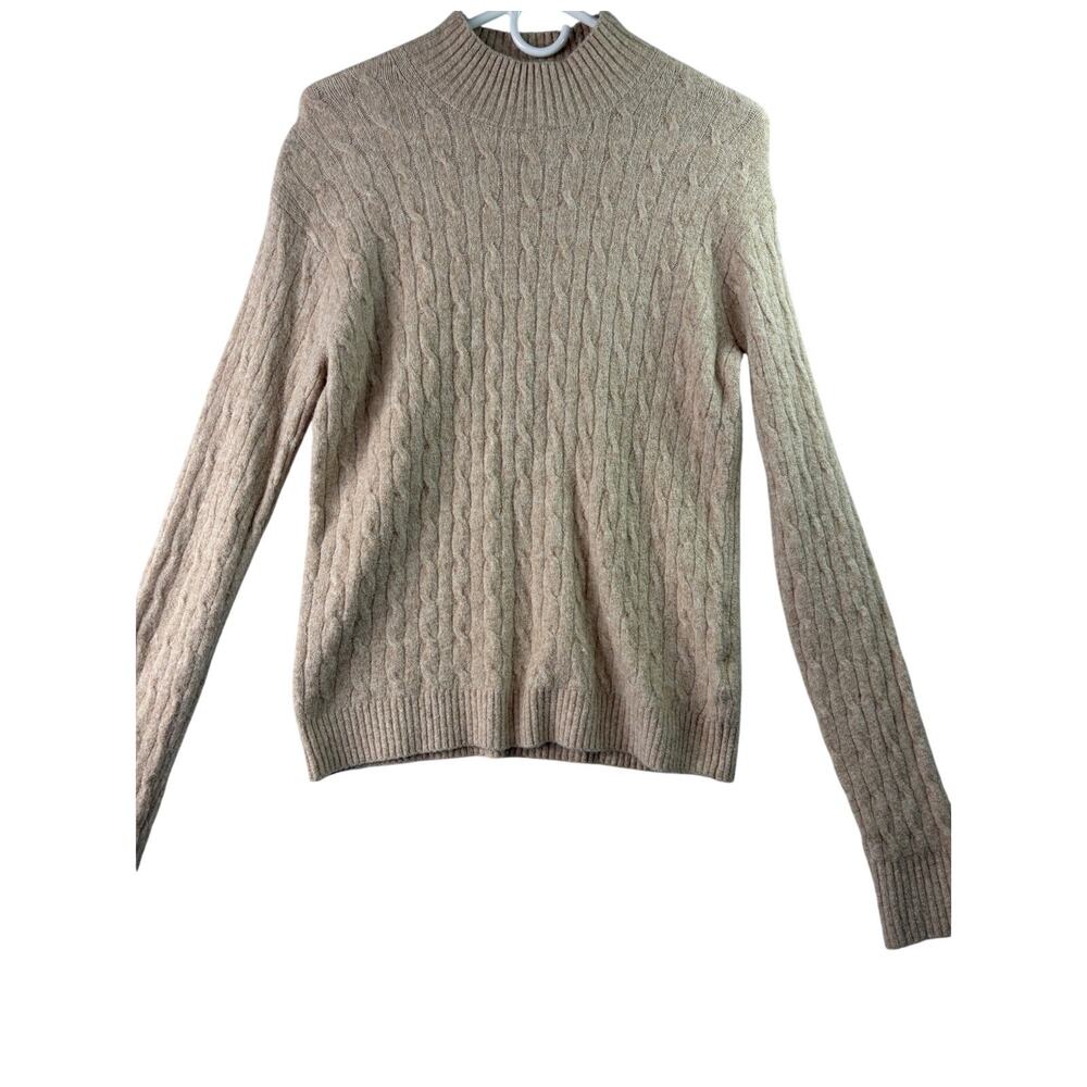J. Crew Factory Cable-Knit Mockneck Sweater in Extra-Soft Yarn – Size S